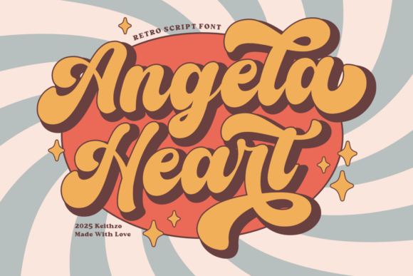 Angela Heart: A Groovy Retro Script Font for Vibrant Designs