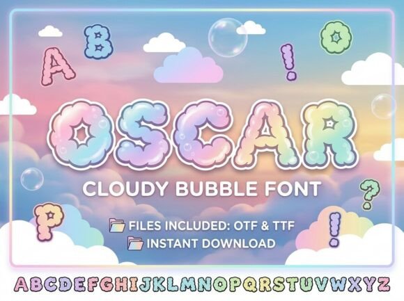 Oscar: A Whimsical Cloudy Bubble Font